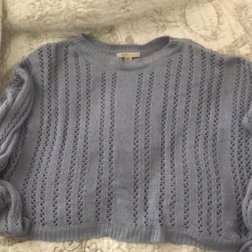 Baby blue lace sweater top